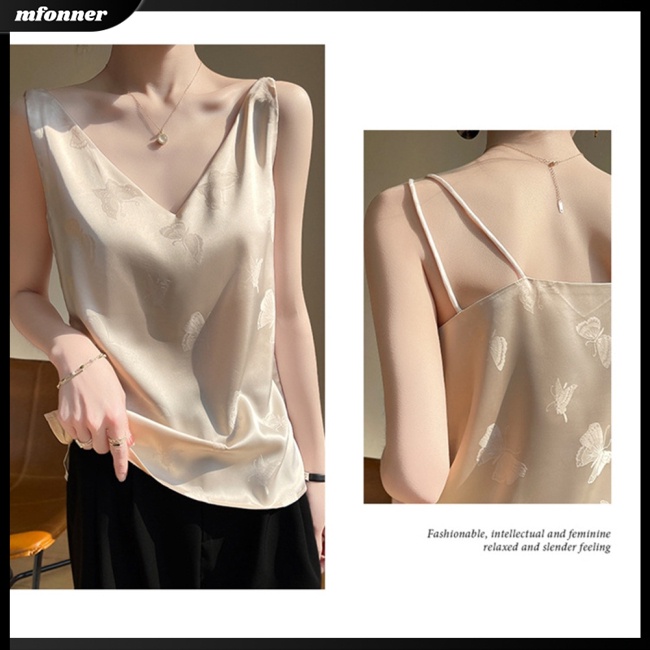 Áo Hai Dây Cổ Chữ V Màu Sắc Thời Trang Mùa Hè Cho Nữ