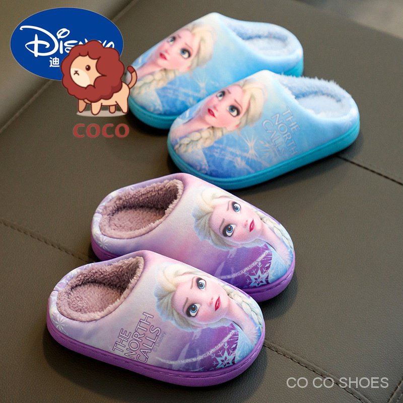 Dép Bông Đi Trong Nhà Chống Trượt Hình Công Chúa Băng Giá Cho Bé Gái