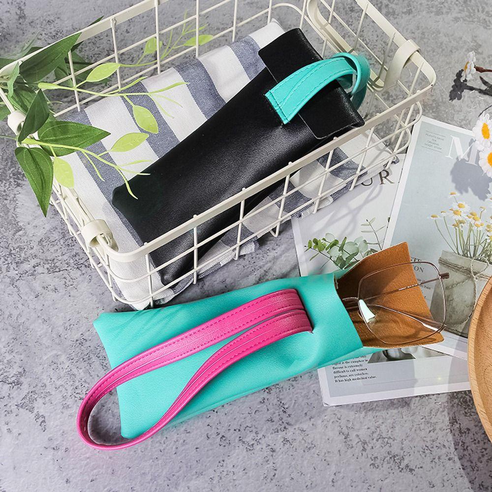 Túi Đựng Mắt Kính Bằng Da PU Mềm Hình Chữ Nhật Có Dây Buộc Phong Cách Hàn Quốc