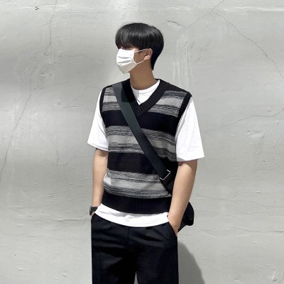 Áo Len Không Tay Cổ Chữ V Thời Trang Hàn Quốc Cho Nam