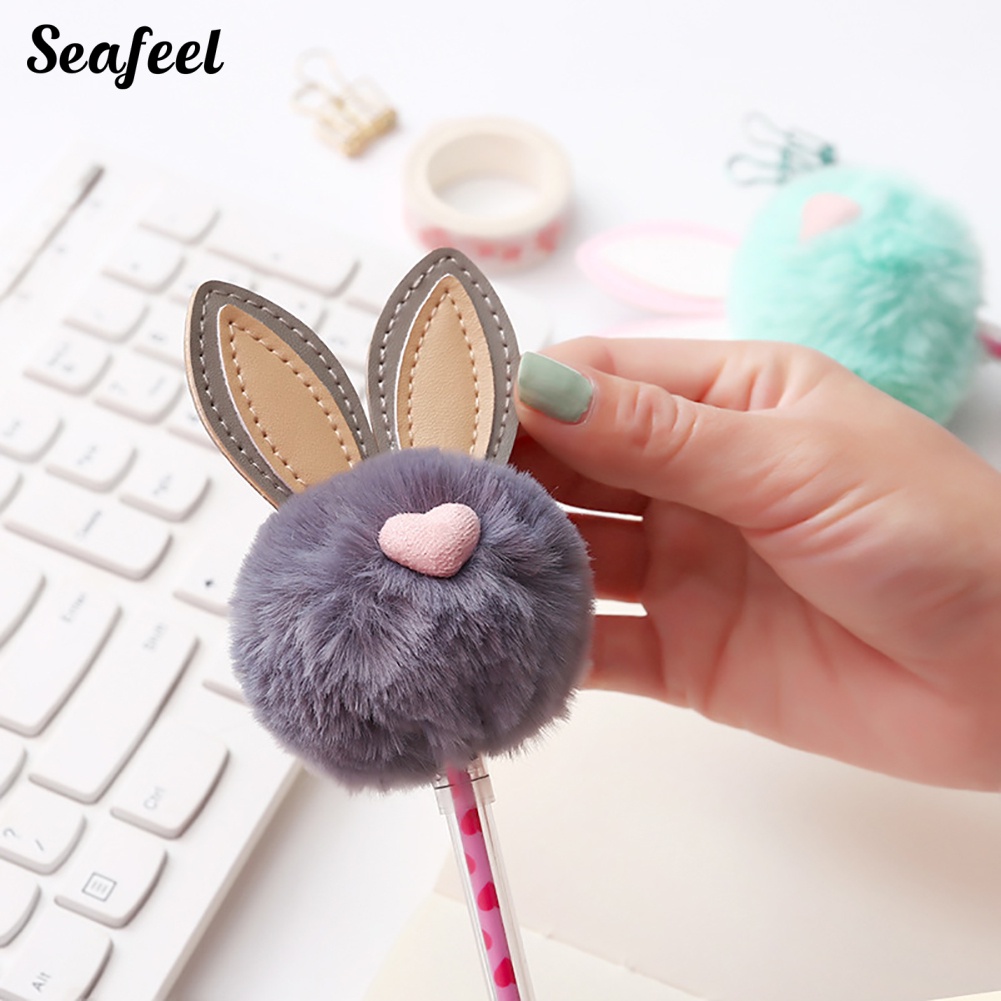 Bút Mực Gel Ngòi 0.5mm Gắn Tai Thỏ Bông Đáng Yêu