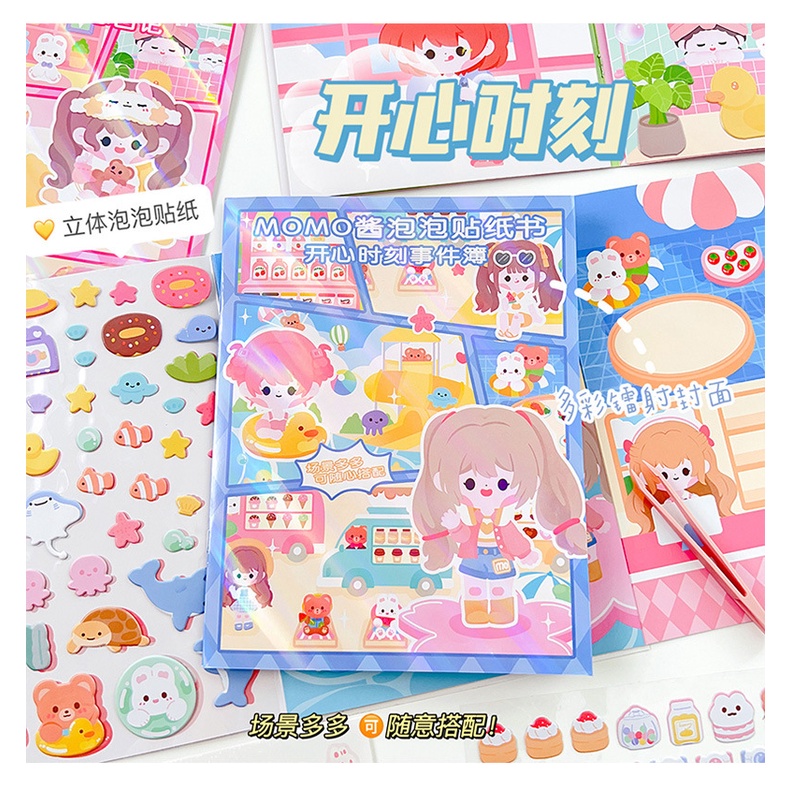 Sticker book cute Miếng Dán Hình Động Vật 3D Dễ Thương Cho Bé