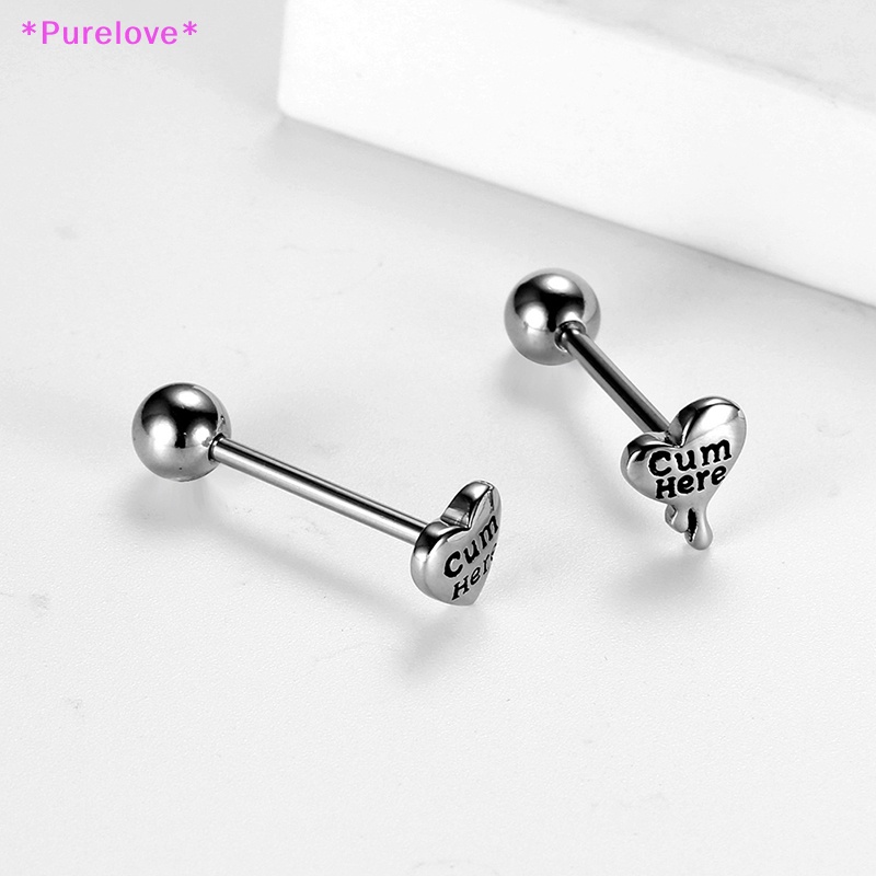 Khuyên Lưỡi Bằng Thép Phẫu Thuật Hình Trái Tim In Chữ Tiếng Anh Vui Nhộn Chống Dị Ứng Mới