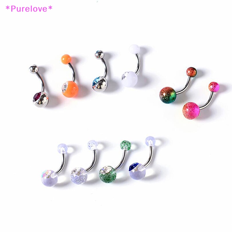 Set 10 Khuyên Rốn Đính Đá Pha Lê 14G Mới