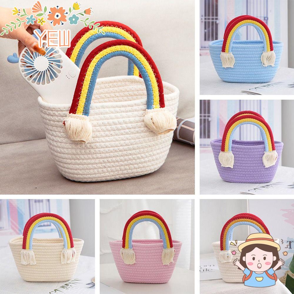 Giỏ Đựng Tiền Xu / Chìa Khóa Bằng Dây Cotton Bện Sắp Xếp Gọn Gàng Cho Nữ Mùa Hè