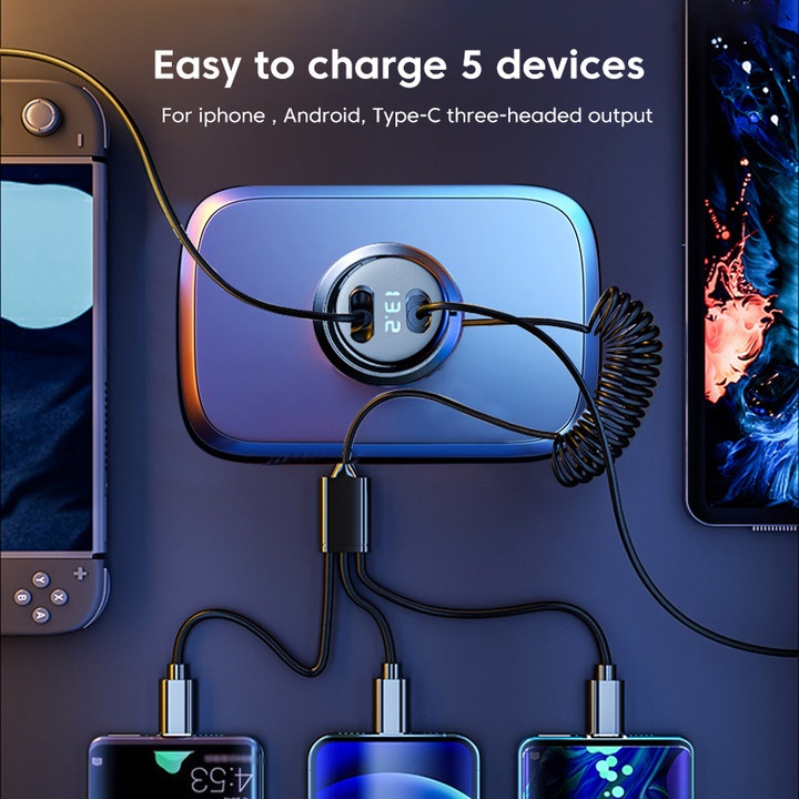 Tẩu Sạc Nhanh PD USB C 230W 3 Trong 1 Cho Samsung Huawei