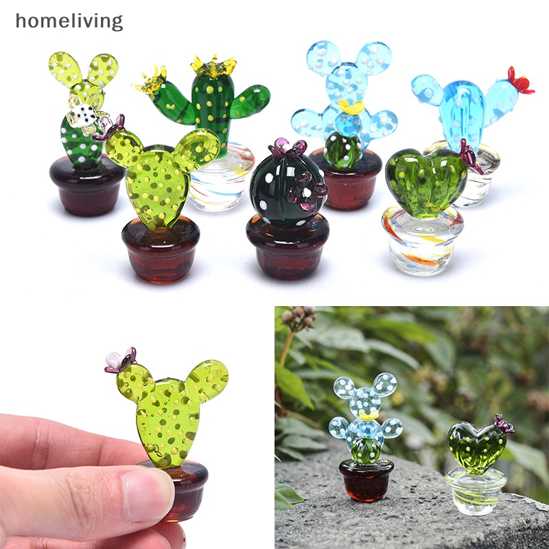 Cây Xương Rồng Mini Bằng Thủy Tinh Để Bàn Trang Trí Nhà Cửa