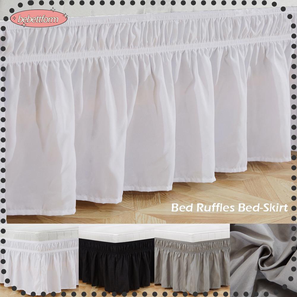Váy Giường Polyester Co Giãn Diềm Xếp Nếp Màu Trơn Trang Trí Bên Giường