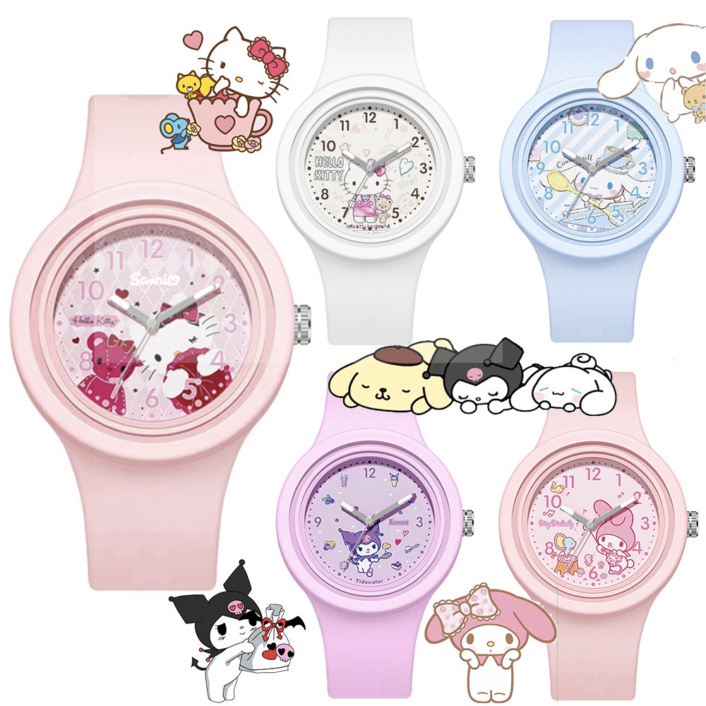 Đồng Hồ Đeo Tay Kulomi / Melody / KT / Cinnamon Dog / Pudin Bằng Silicon Chống Thấm Nước Họa Tiết Sanrio Cho Bé