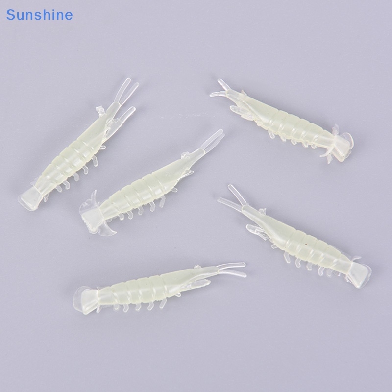50 Mồi Tôm Giả Câu Cá Bằng Nhựa PVC Mềm Phát Sáng Trong Tối 0.6g