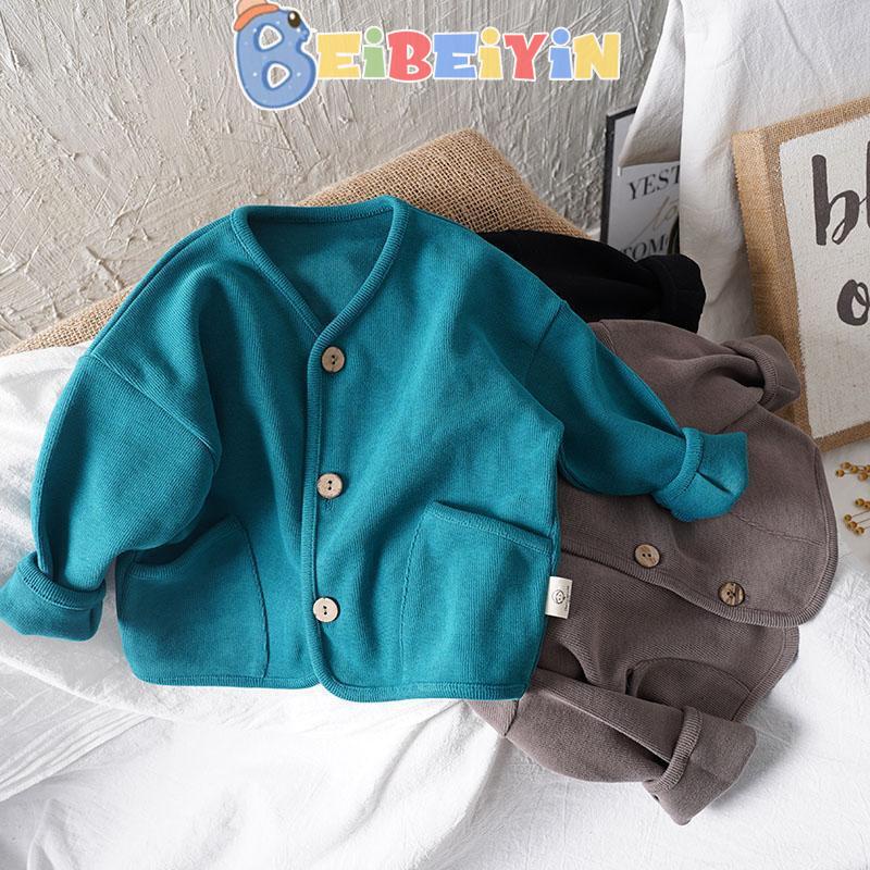 Áo Khoác cardigan Dệt Kim Tay Dài Dáng Rộng Phong Cách Hàn Quốc Thời Trang Mùa Thu Cho Bé Trai Và Gái