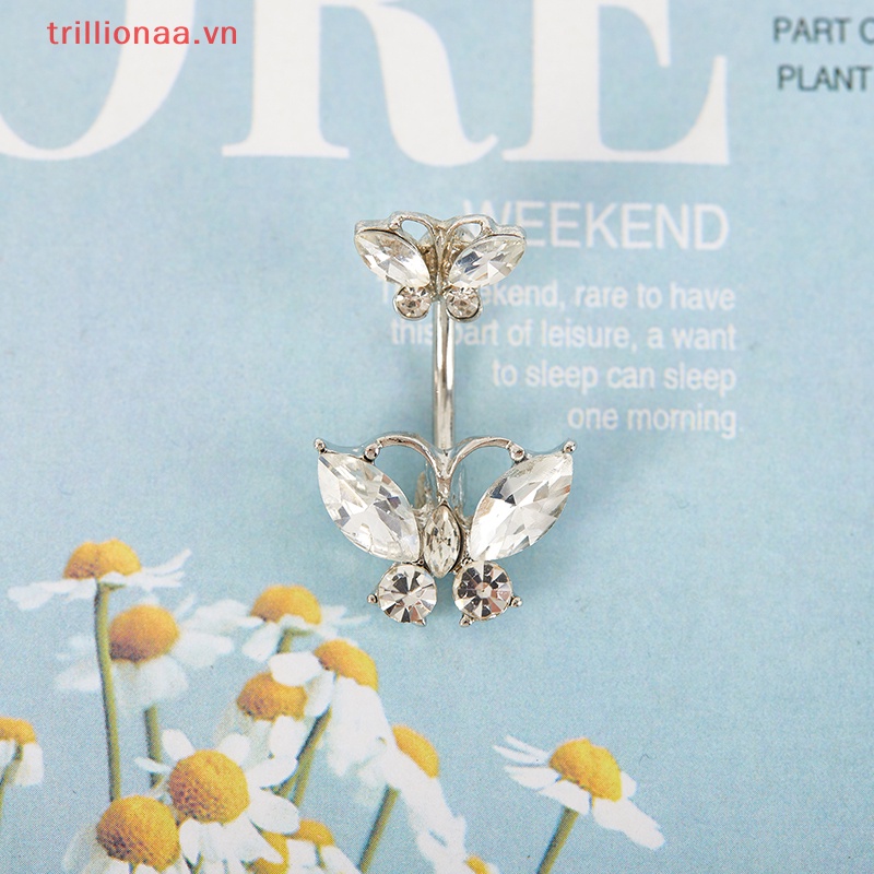 Khuyên Rốn Hình Bướm Đính Đá Pha Lê Gợi Cảm Thời Trang Cho Nữ