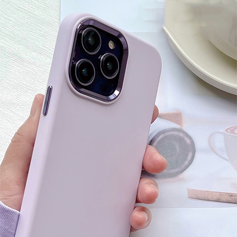 Ốp Điện Thoại Silicon Mềm Chống Sốc Bảo Vệ Lens Màu Tím Cho IPhone 11 14 Pro MAX 12pro 13 Promax XS MAX XR