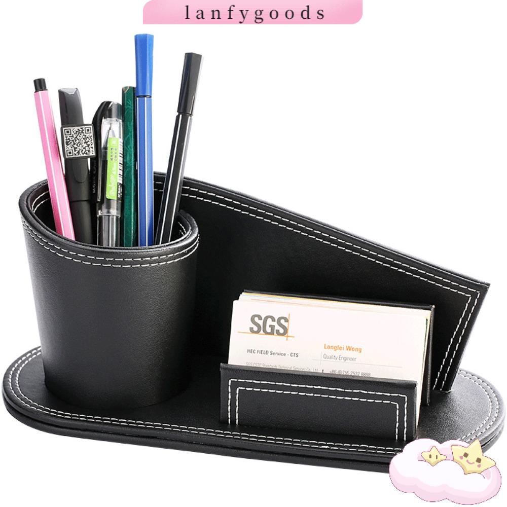 Túi Đựng Bút Bằng Da Giả Màu Đen Tiện Dụng Cho Văn Phòng