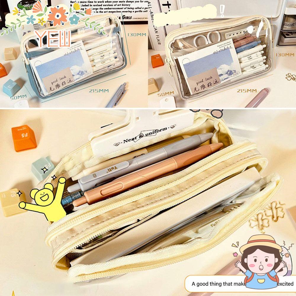 Túi Đựng Bút Hai Lớp Trong Suốt Tiện Dụng Cho Học Sinh Ốp