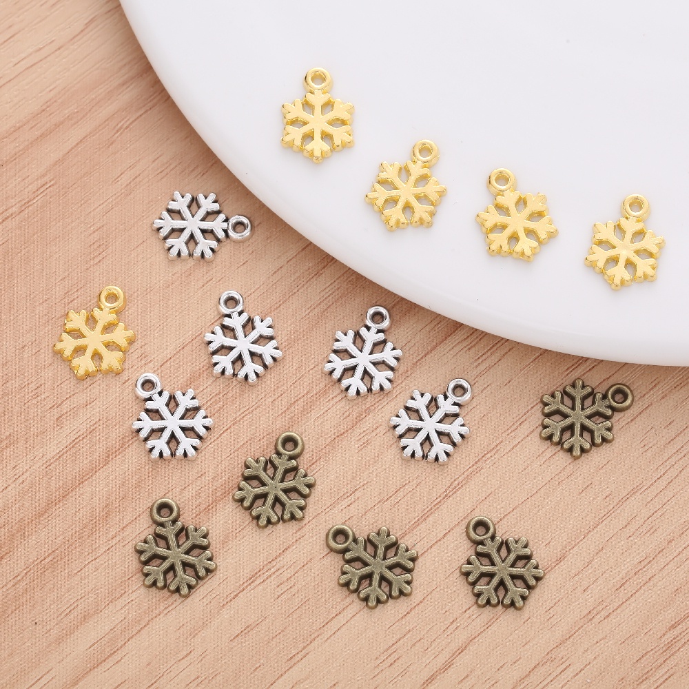 Set 40 Mặt Vòng cổ Hình Bông Tuyết Bằng Hợp Kim Bạc Phong Cách Vintage Thời Trang Cho Nữ