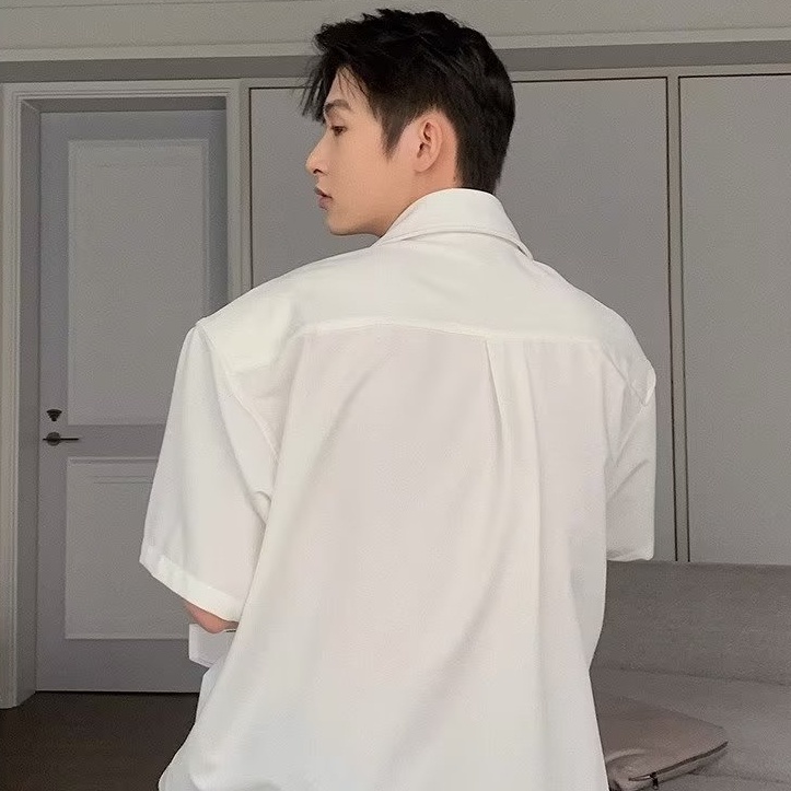 Áo Sơ Mi Tay Ngắn Dáng Rộng Có Đệm Vai Phong Cách Hàn Quốc Thời Trang Mùa Hè Hàng Mới Dành Cho Bạn Sơ Mi Nam Đẹp Mi TrơN Nam