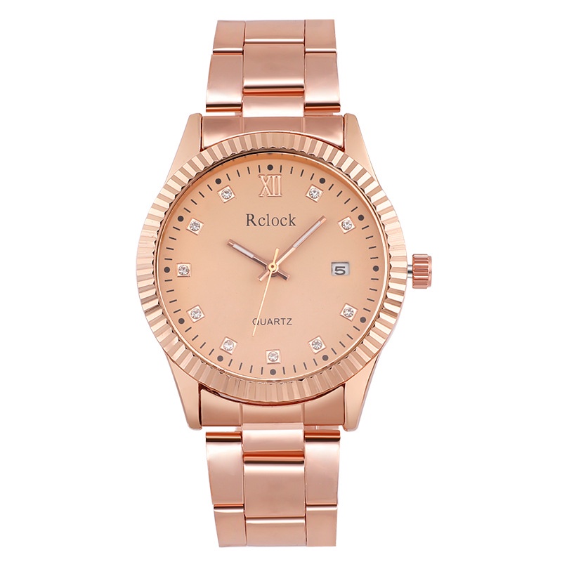 Mới Đồng Hồ Đeo Tay Máy Quartz Dây Thép Đính Kim Cương Đơn Giản Lịch Lãm Cho Nam