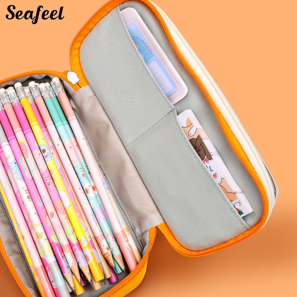 Túi Đựng Bút Bằng Vải Canvas Có Khóa Kéo Sức Chứa Lớn Màu Sắc