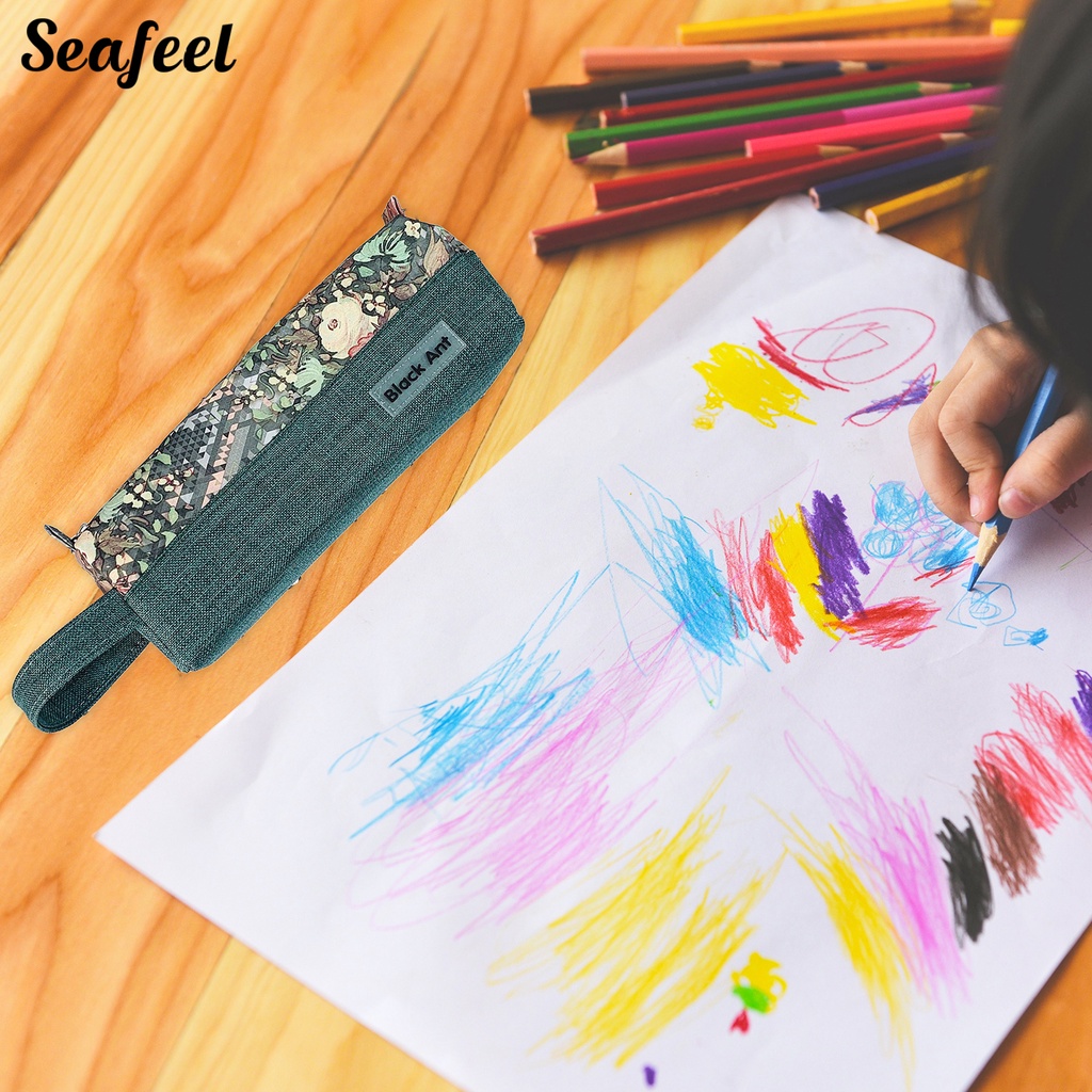 Túi Đựng Bút Bằng Vải Oxford Sức Chứa Lớn Có Khóa Kéo In Họa Tiết Màu Sắc Phù Hợp Cho Gia Đình