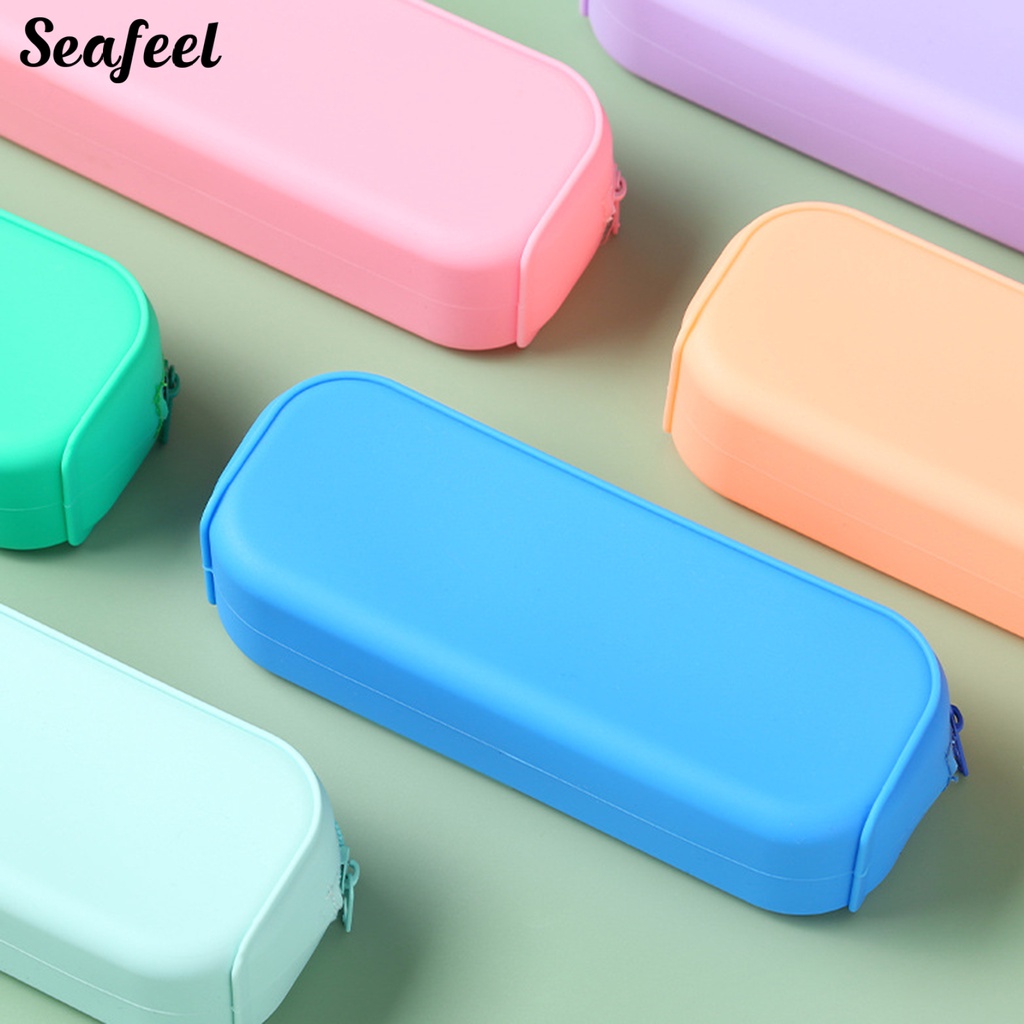 Túi Đựng Bút Bằng Silicon Mềm Chống Nước Có Khóa Kéo Cho Học Sinh