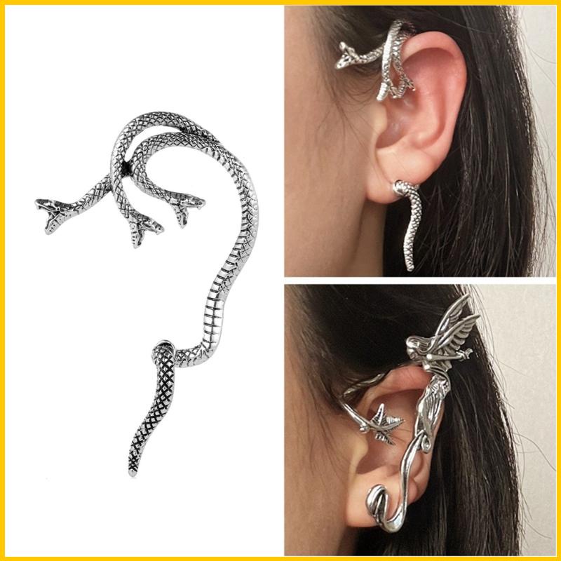 Khuyên Kẹp Vành Tai Không Xỏ Lỗ Bằng Bạc Đính Pha Lê Lấp Lánh Phong Cách Gothic Cho Nữ