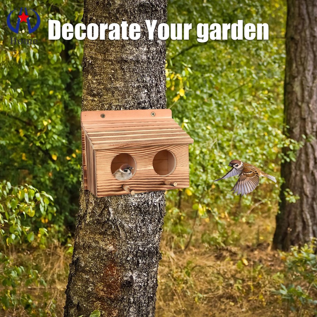 Nhà Chim Bằng Gỗ Có 2 Lỗ Sáng Tạo Trang Trí Nhà Cửa / Sân Vườn / Cửa Hàng / Chim Cảnh Kc1907