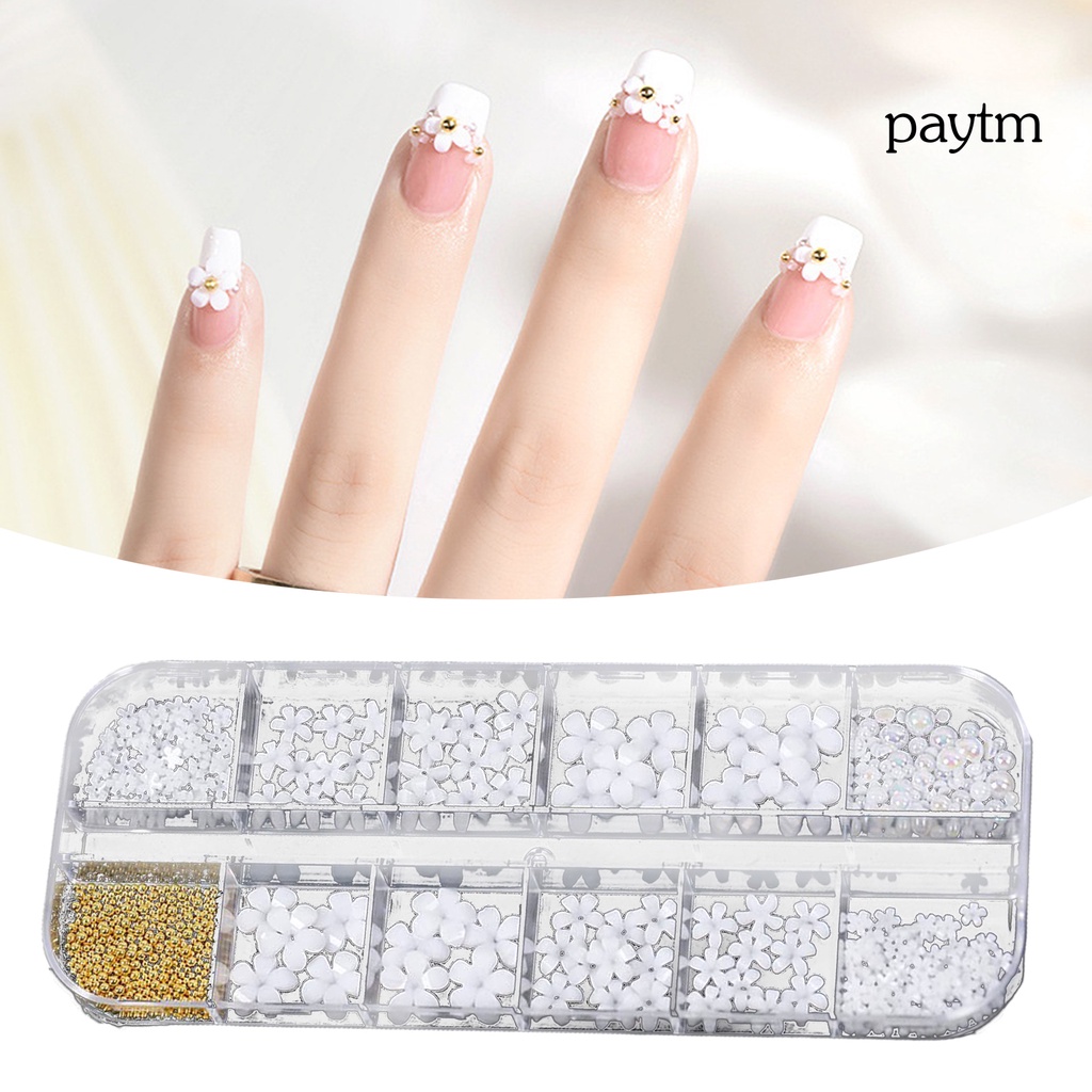 Phụ Kiện Trang Trí Móng Tay Hình Hoa Năm Cánh Bằng Nhựa Resin Mini Màu Trắng DIY