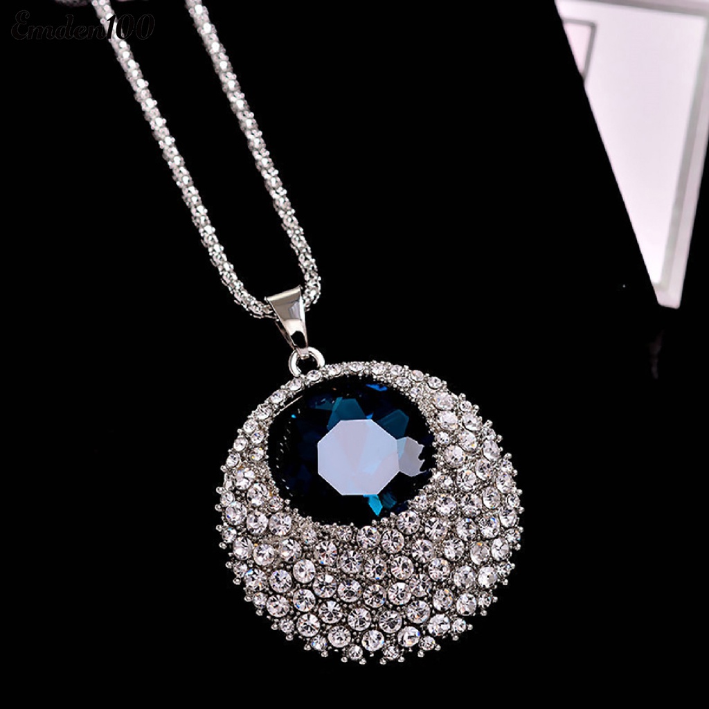 Vòng cổ Dài Mặt Tròn Đính Đá Phong Cách Vintage Dành Cho Nữ