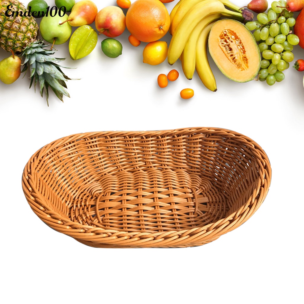 Giỏ Đựng Thức Ăn Bện Mây Nhân Tạo Hình Bầu Dục Thoát Nước Nhanh An Toàn Thực Phẩm
