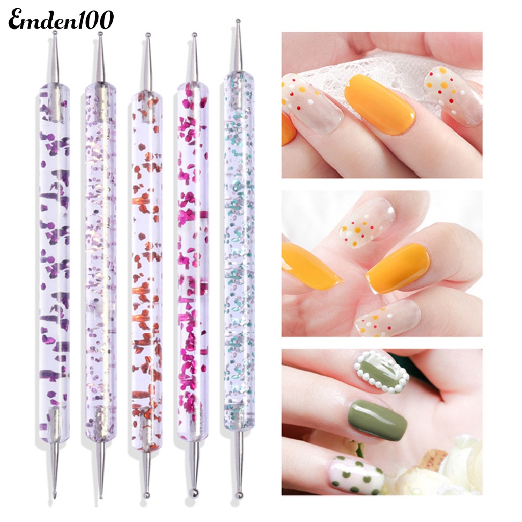 Set 5 Bút Hai Đầu Bằng Acrylic Dễ Sử Dụng Để Vẽ Móng Làm Đẹp