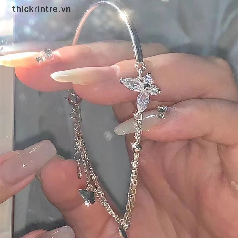 Vòng Tay Nhiều Lớp Đính Đá Zircon Hình Bướm Lấp Lánh Thời Trang Cho Nữ