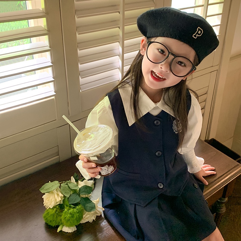 Bộ Áo Váy Xếp Ly Ba Món Phong Cách Hàn Quốc 2023 Cho Bé Gái