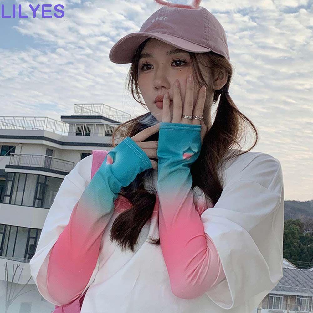 Găng Cánh Tay Chống Nắng Tia UV Màu Gradient Thoáng Khí Dễ Thương Cho Nữ