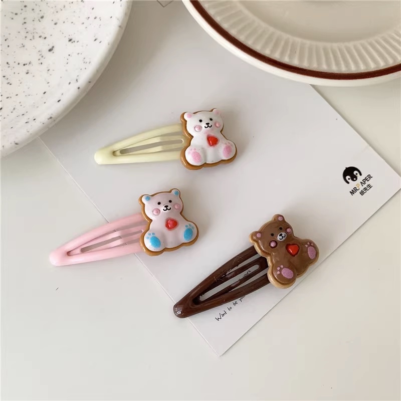 We Flower Kẹp Tóc Hình Gấu Nâu Hồng Dễ Thương Phong Cách Hàn Quốc Cho Nữ