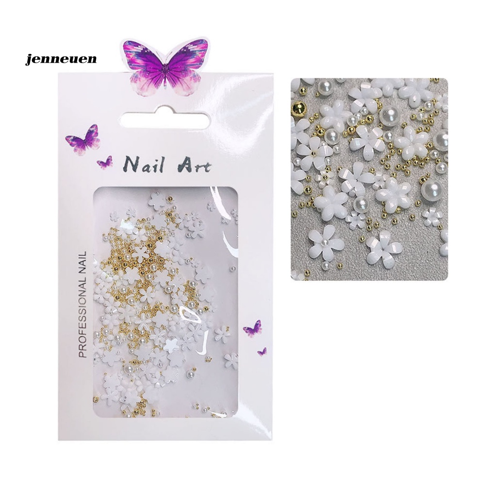 1 Túi Hoa Nhựa Trắng Mini Trang Trí Móng Tay DIY