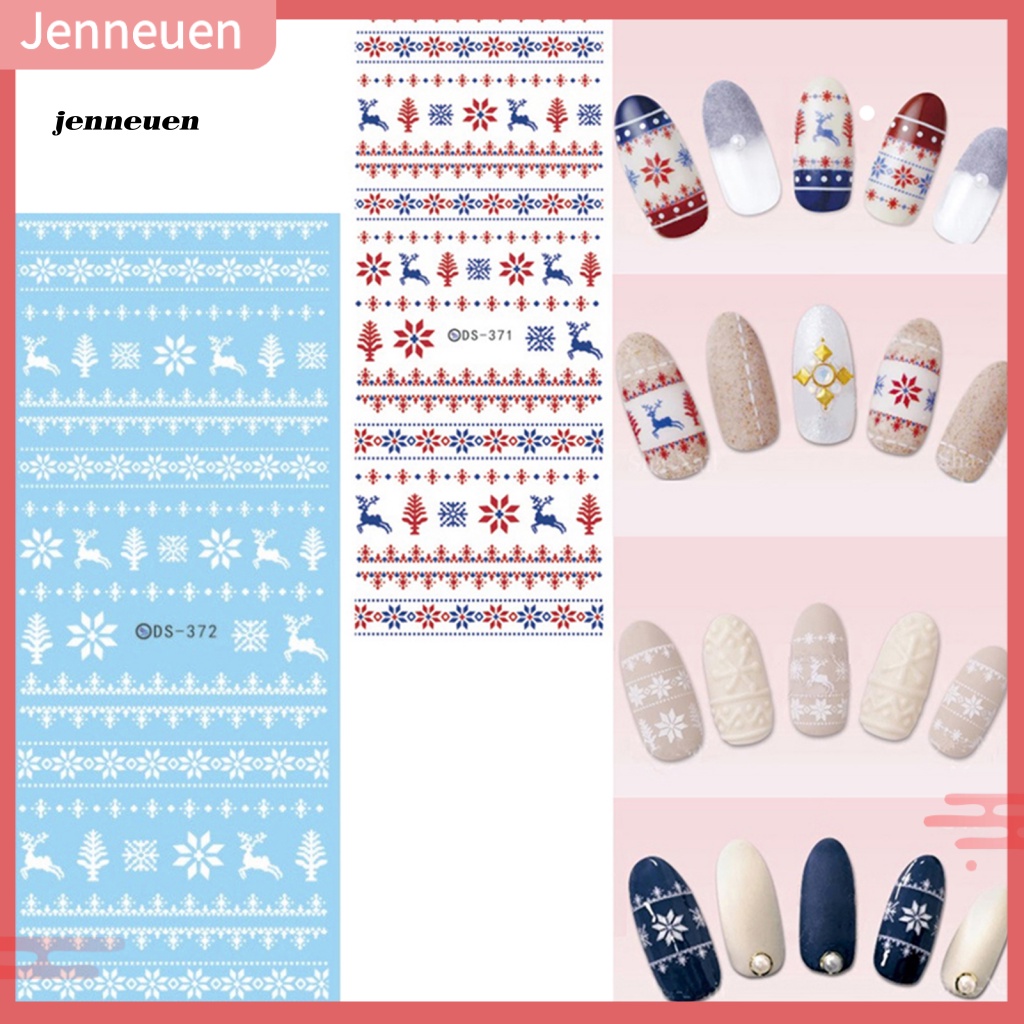 1 Tờ Nhãn Dán Móng Tay Họa Tiết Giáng Sinh Dễ Thương