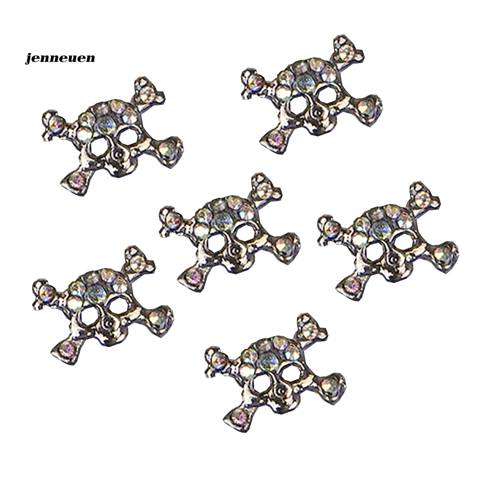 Set 10 Hộp Phụ Kiện Trang Trí Móng Nghệ Thuật Hình Đầu Lâu 3D Bằng Hợp Kim Thời Trang