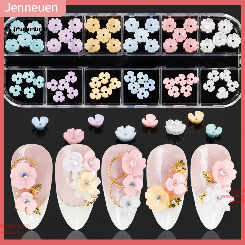 Phụ Kiện Trang Trí Móng Tay Hình Hoa Trắng Đính Đá Xinh Xắn