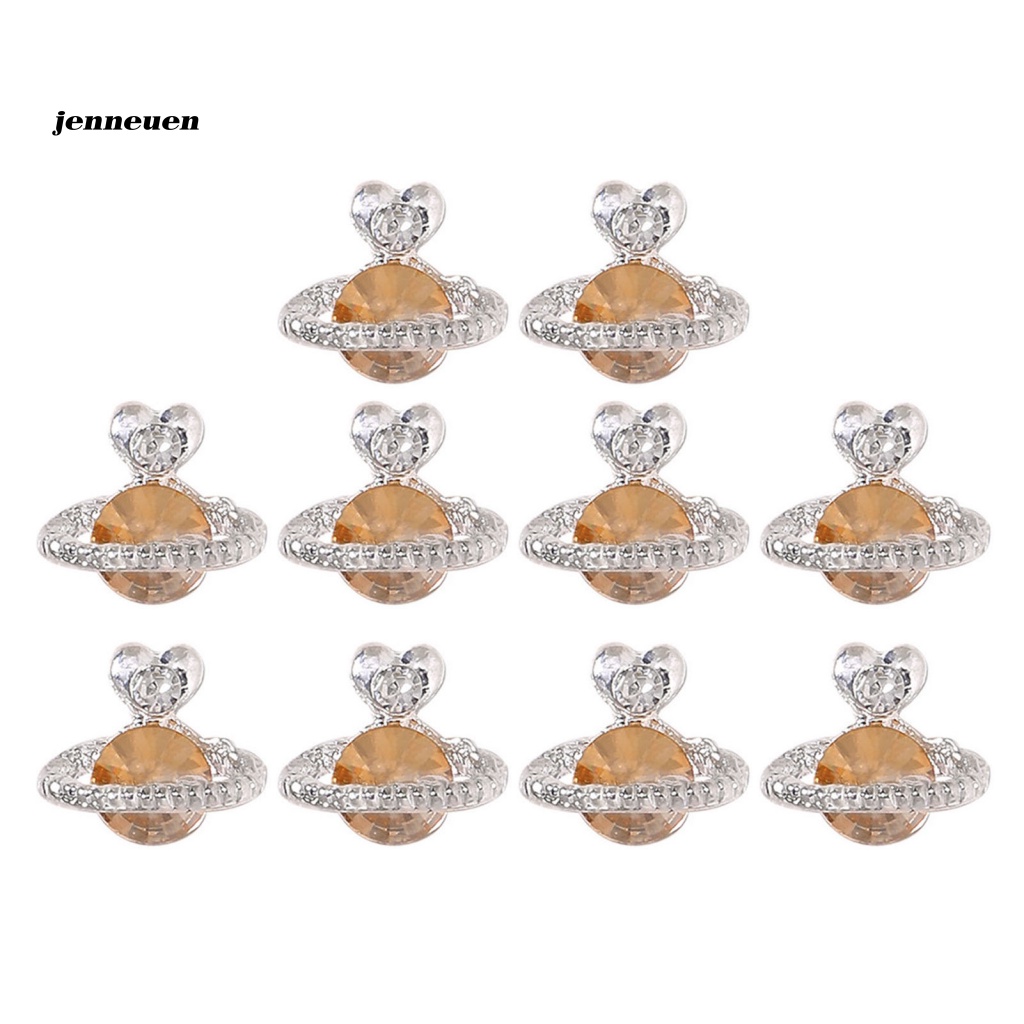 Set 10 Phụ Kiện Trang Trí Móng Tay Nghệ Thuật Bằng Hợp Kim Đính Đá Zircon Đẹp Mắt