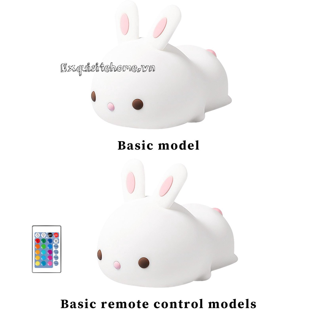 Đèn Ngủ Để Bàn Trang Trí Hình Thỏ Silicone 5V 1200mAh
