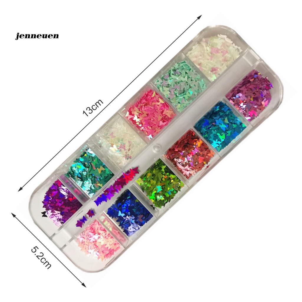 Hộp Sequin Hình Bướm Màu Dạ Quang Dùng Trang Trí Móng Tay