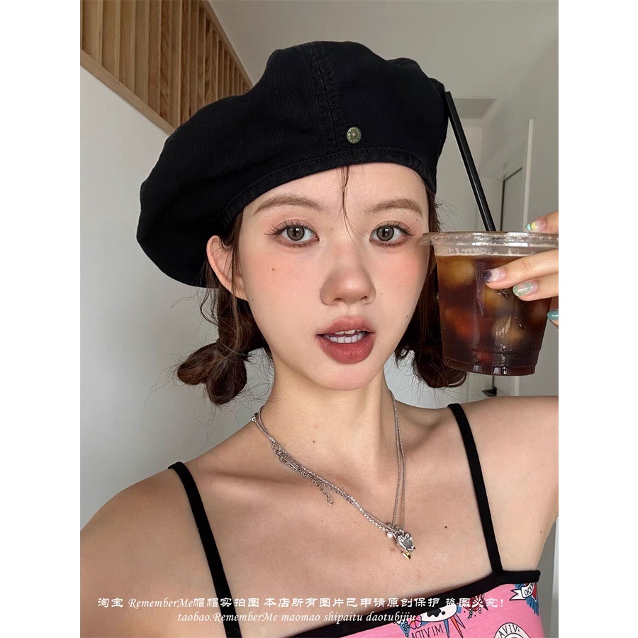 Mũ beret nữ trơn, mũ nồi họa sĩ chất liệu cotton cao cấp họa tiết phong cách ulzzang có dây rút thời trang thu đông