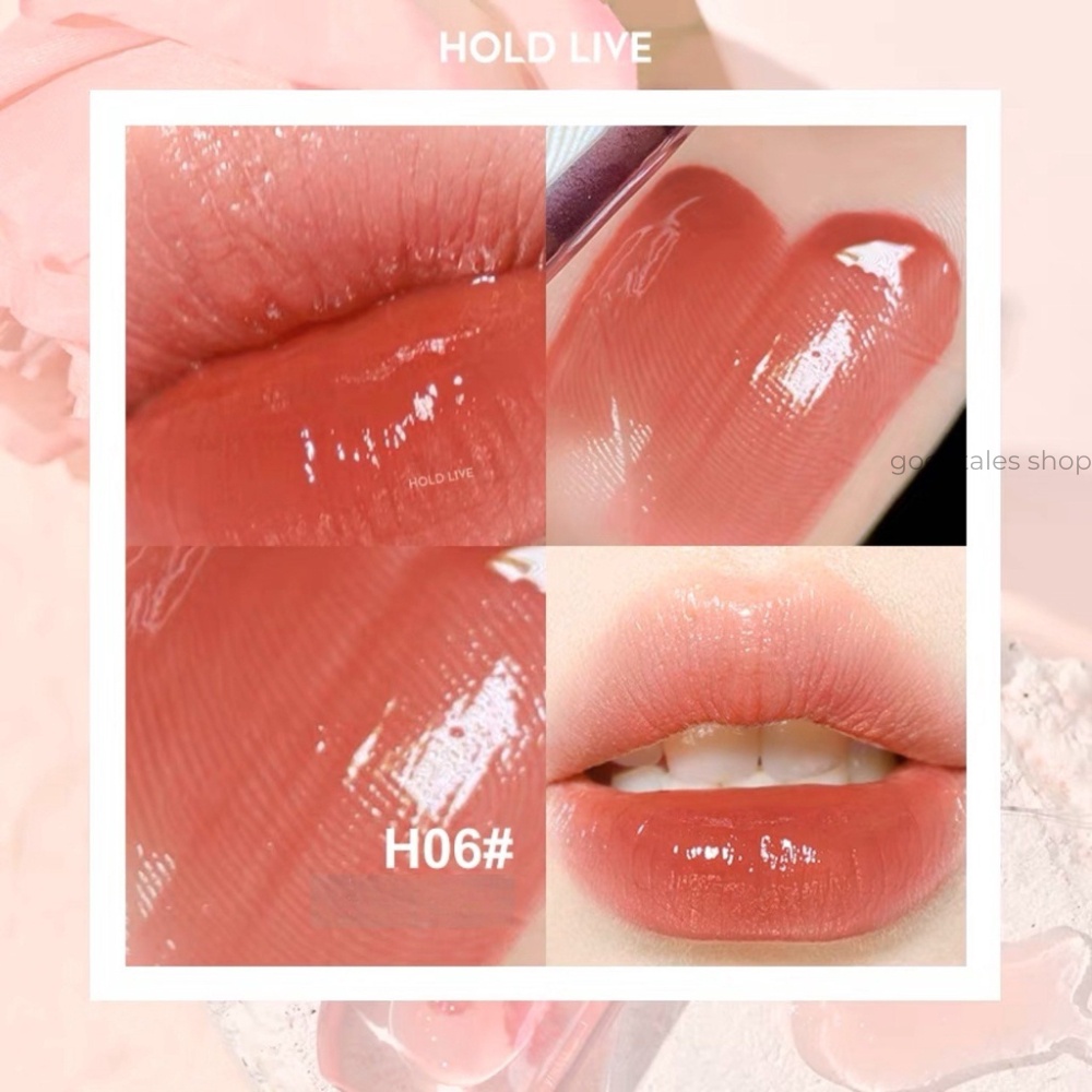 Son bóng Hold Live Wild Flower HL676 mềm môi căng mọng hương đào ngọt ngào chất son gel dưỡng ẩm hiệu ứng bling bling