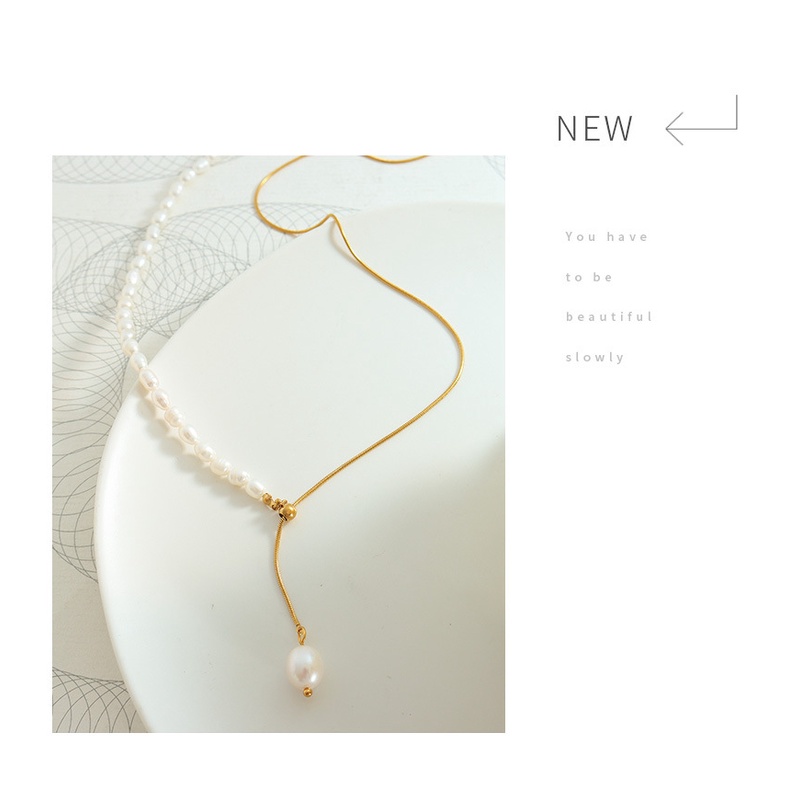 Vòng cổ Mạ Vàng Đính Ngọc Trai Sang Trọng Phong Cách Âu Mỹ