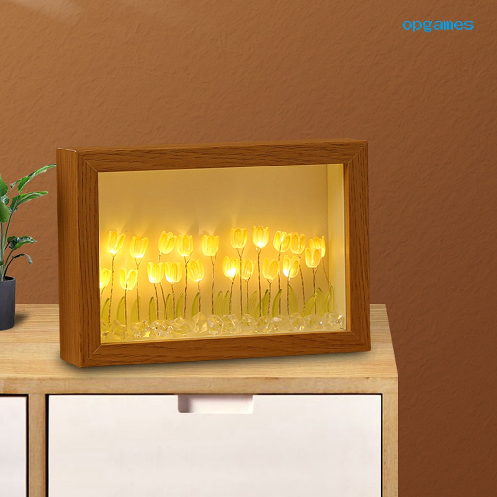 1 Bộ Khung Ảnh Hình Chữ Nhật Phát Quang Hình Hoa Tulip DIY