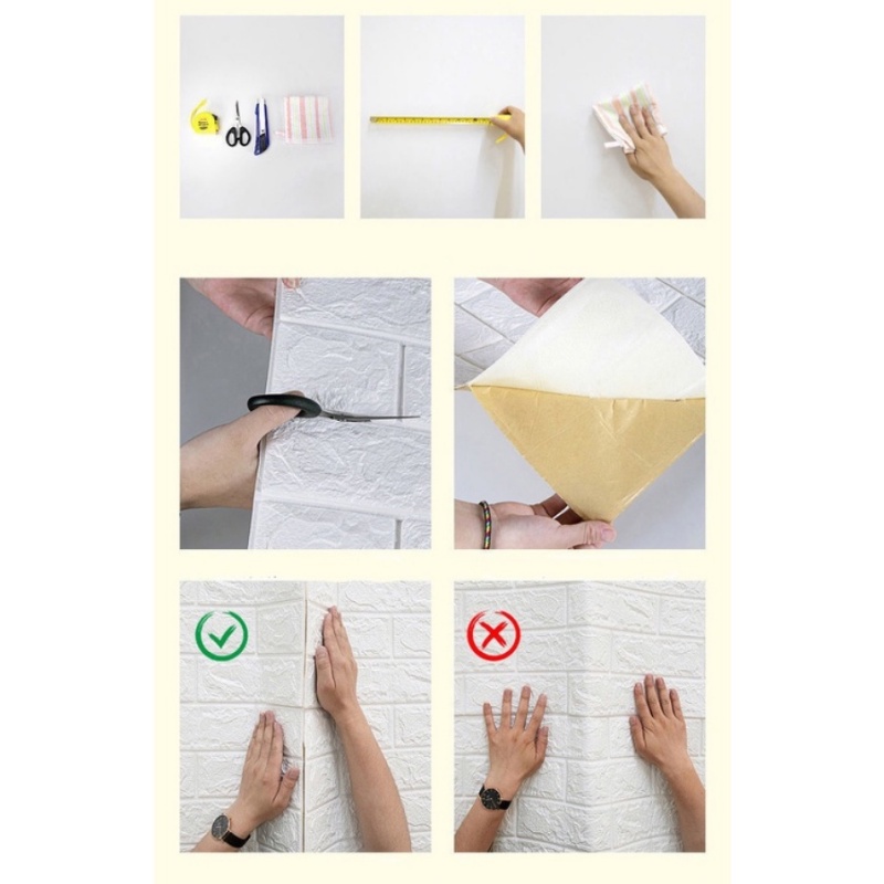Giấy Dán Tường Họa Tiết Gạch 3D Tự Dính Chống Thấm Nước Trang Trí Nhà Cửa Phong Cách Hiện Đại