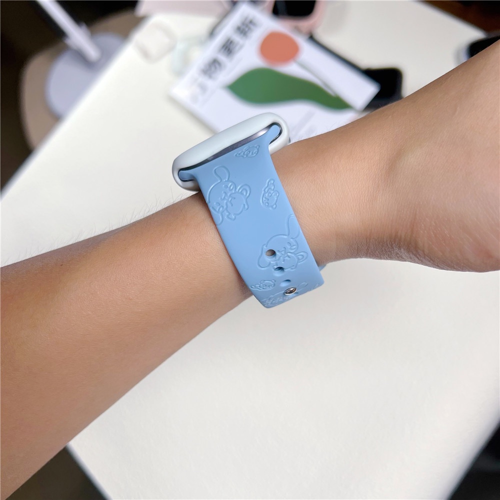 Dây Đồng Hồ Đeo Tay Họa Tiết Cinnamoroll Hoạt Hình 3D Cho Ultra 49mm S8 Series 8 7 SE 6 5 4 3 2 1