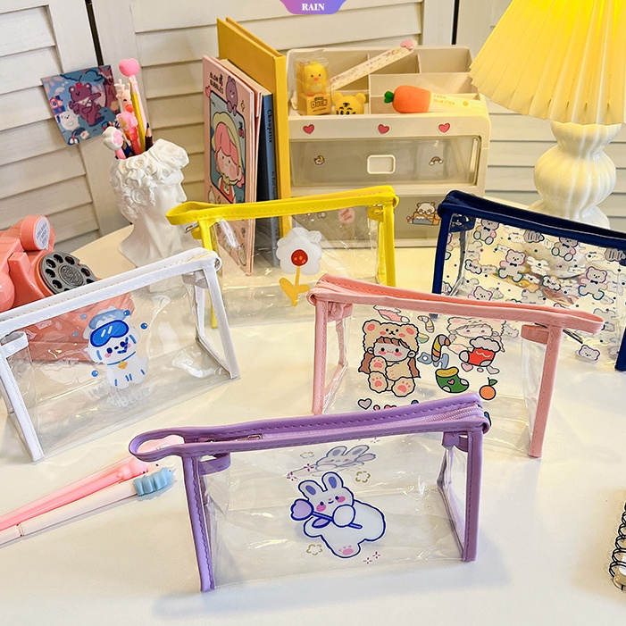 Túi Đựng Mỹ Phẩm / Đồ Trang Điểm Bằng PVC Trong Suốt Có Khóa Kéo Tiện Dụng Mang Theo Du Lịch DIY