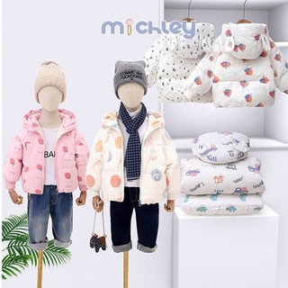Áo khoác phao MICHLEY phối lưới phong cách Hàn Quốc thời trang mùa đông dành cho trẻ em